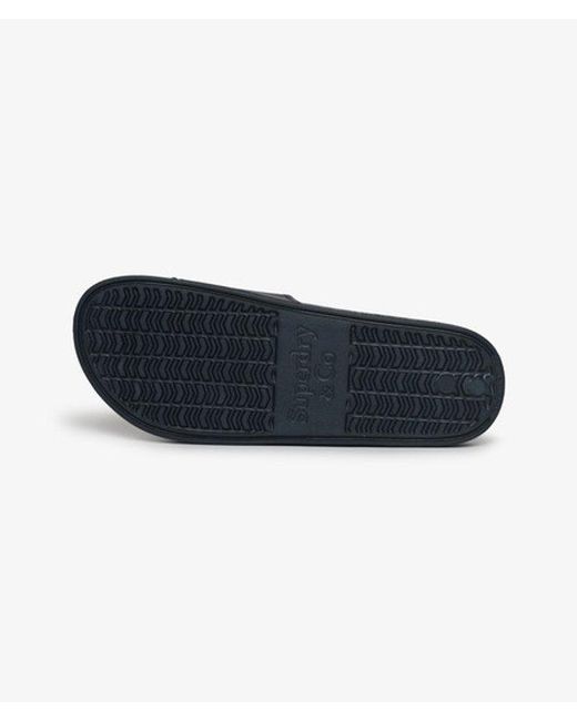 Superdry Blue Premium Graphic Pool Sliders for men