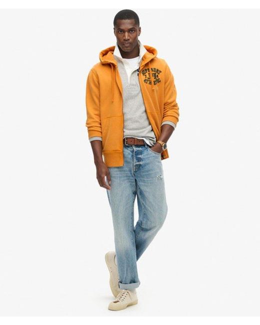 Superdry Orange Vintage Athletic Zip Hoodie for men