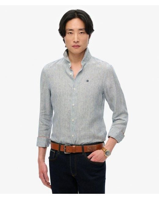 Superdry Gray & Co Embroidered Vacation Linen Shirt for men
