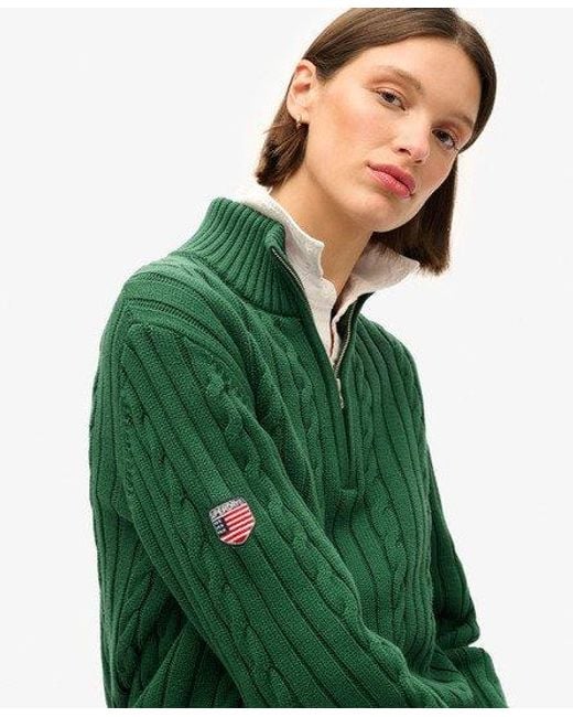 Superdry Green Knitted Rugby Henley Jumper