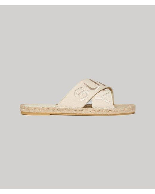 Superdry Metallic & Co Espadrille Cross Strap Sliders