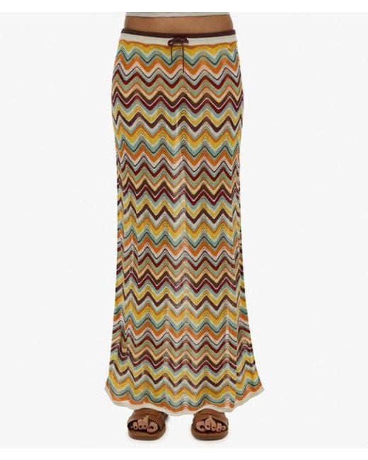 Superdry Metallic & Co Zigzag Knit Column Maxi Skirt