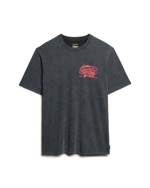 Superdry Black & Co Biker Rock Graphic Crew Neck Loose Tee for men
