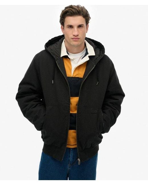 Superdry Canvas Surplus Jas Met Capuchon in het Black voor heren
