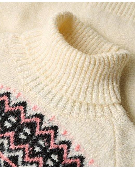 Superdry Natural Fairisle Pattern Roll Neck Jumper