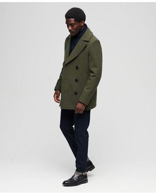Superdry Green Classic The Merchant Store - Wool Pea Coat for men