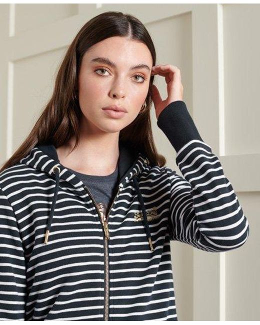 Superdry Blue Label Classic Loopback Zip Hoodie Nu Stripe