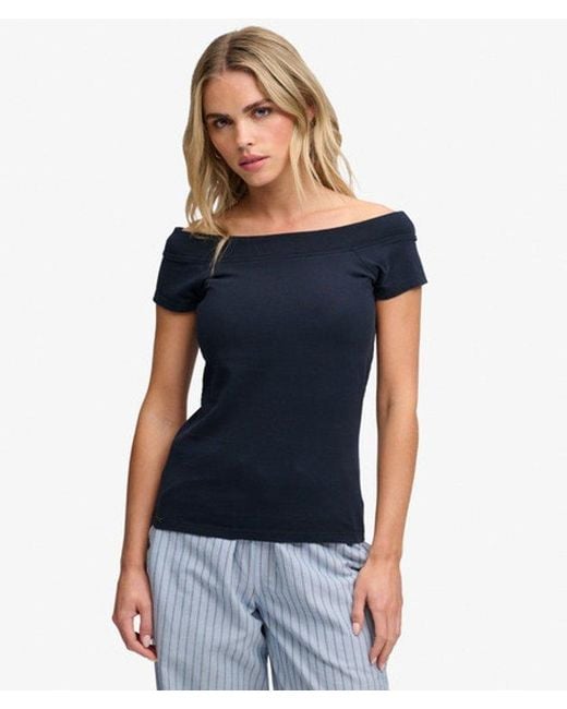 Superdry Blue & Co Athletic Essentials Off Shoulder Top
