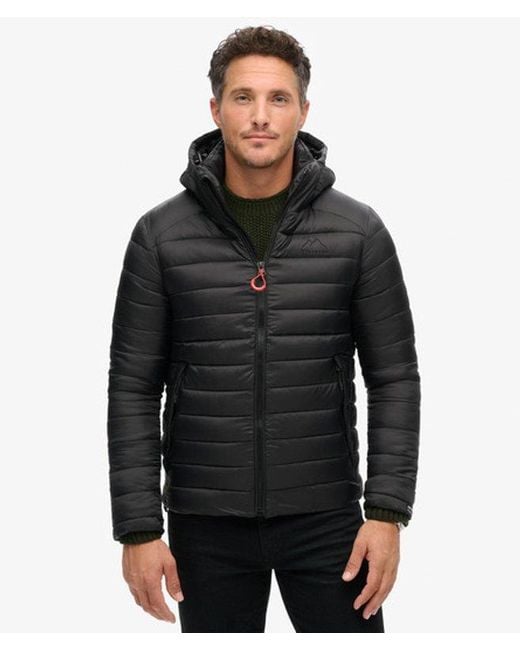 Superdry Black Fully Lined Hooded Fuji Sport Padded Jacket for men