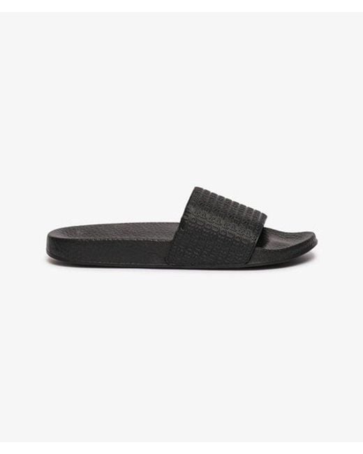 Superdry Black & Co Monogram Pool Sliders for men