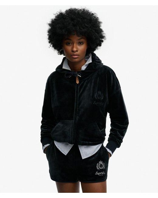 Superdry Black & Co Country Club Velour Zip Hoodie