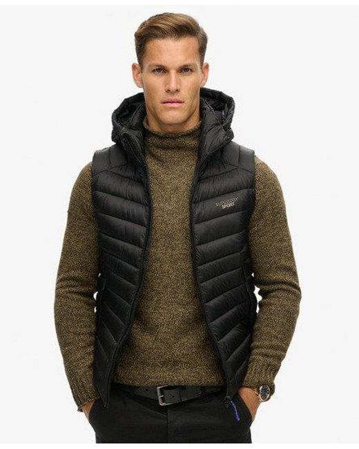Superdry Black Hooded Fuji Padded Gilet for men