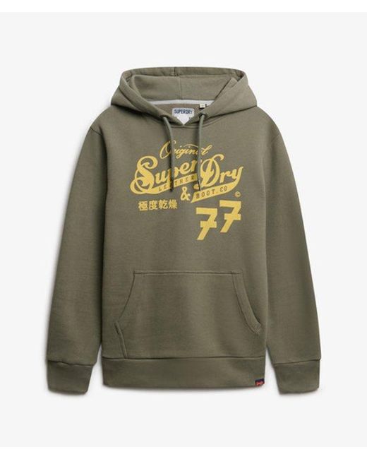 Superdry Green & Co Leather & Boot Co Script Hoodie for men