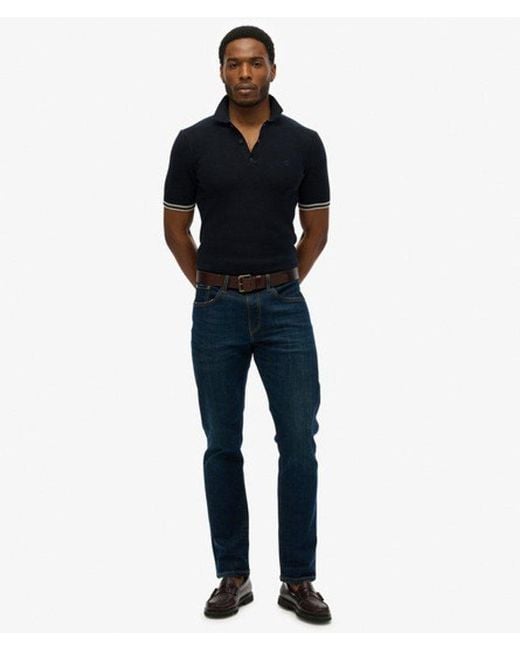 Superdry Black & Co Knitted Texture Short Sleeve Polo Shirt for men