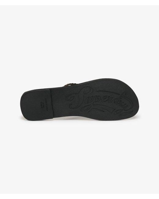 Superdry Brown & Co Faux Leather Braided Flip Flops