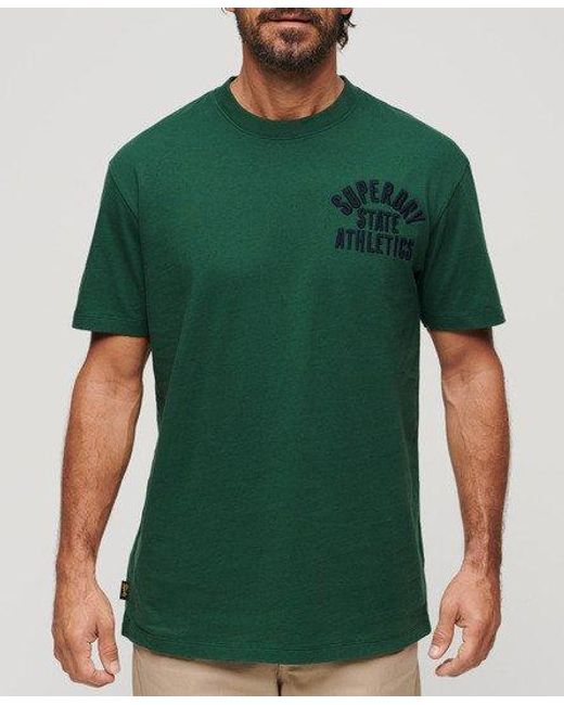 Superdry Green Embroidered Superstate Athletic Logo T-shirt for men