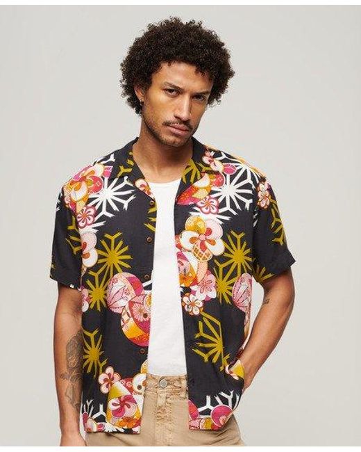 Superdry Black Hawaiian Resort Shirt for men