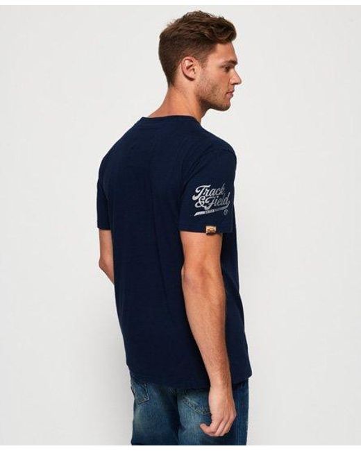 Superdry Blue 1994 Metallic Box Fit T-Shirt Tin Tab for men