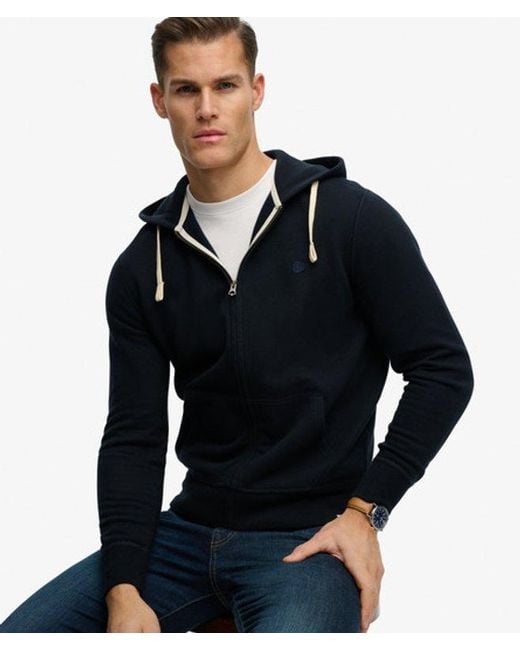 Superdry Blue & Co Monogram Embroidered Zip Hoodie for men