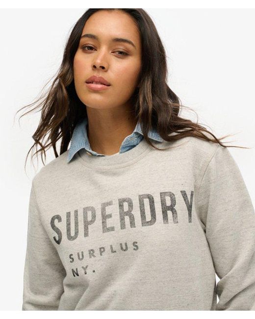 Superdry Gray & Co Classic Oversized Surplus Graphic Crew Sweatshirt