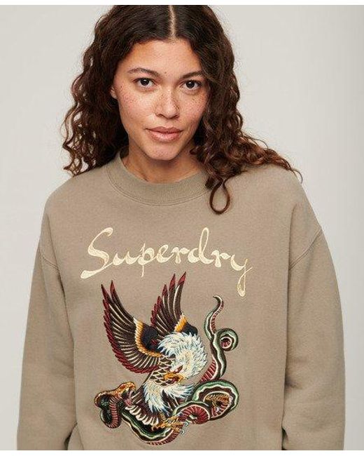 Superdry Suika Geborduurd Sweatshirt Met Losse Pasvorm in het Natural