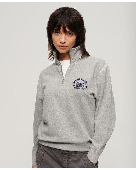 Superdry Gray Athletic Essentials Half Zip Sweatshirt