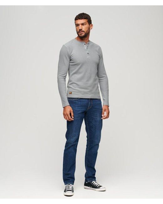Superdry Gray & Co Waffle Long Sleeve Half Button Top for men