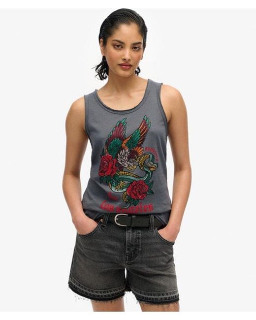 Superdry Gray & Co Neo Trad Tattoo Scoop Neck Tank Top