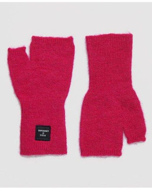 Superdry Red Super Lux Half Gloves Fenway