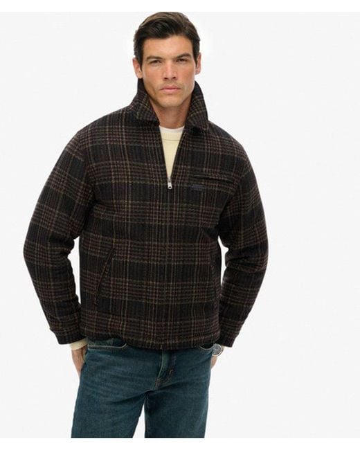 Superdry Black & Co Wool Blend Check Ranch Jacket for men