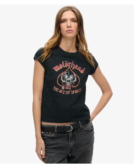 Superdry Black & Co Motörhead X & Co Cap Sleeve Band T-shirt