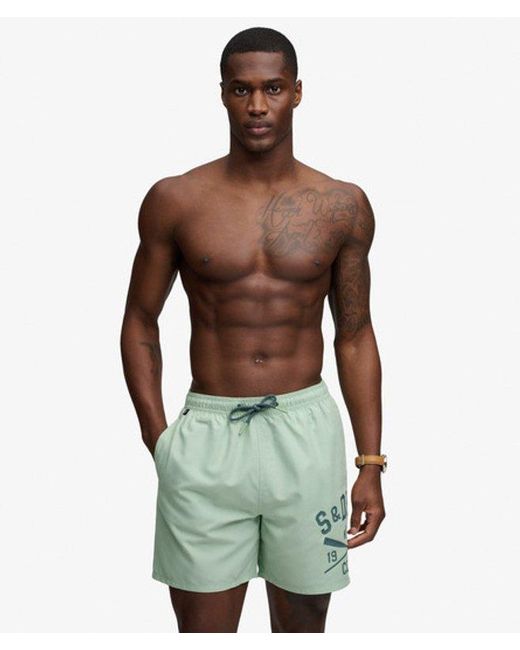Superdry Green & Co Printed Logo 16-inch Swim Shorts for men