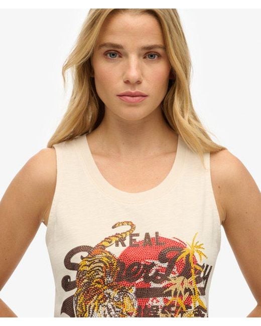 Superdry Red & Co Vintage Logo Tokyo Scoop Neck Tank Top