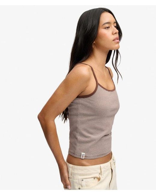 Superdry Athletic Essentials Cami Slanke Pasvorm in het Gray