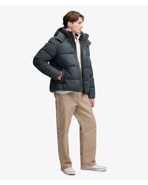 Superdry Black & Co Premium Hooded Check Puffer Jacket for men