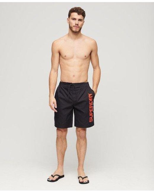 Superdry Black Classic Sportswear Recycled Board Shorts for men