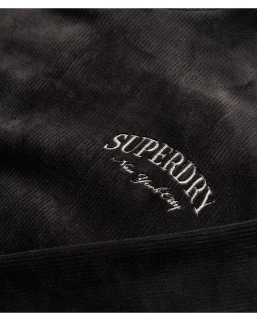 Superdry Black & Co Country Club Velour Relaxed Hoodie
