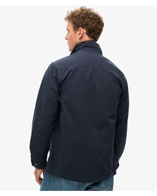 Superdry Blue Cotton Military Overshirt Jacket for men