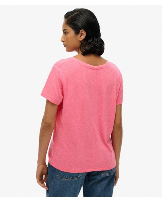 Superdry & Co Slub Embroidered V-neck T-shirt