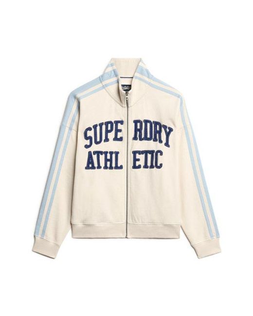 Superdry White & Co Side Striped Athletic Essentials Applique Loose Zip Track Top