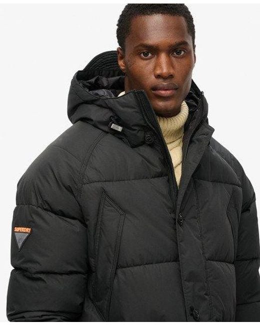 Superdry Black Expedition Puffer Parka Jacket for men