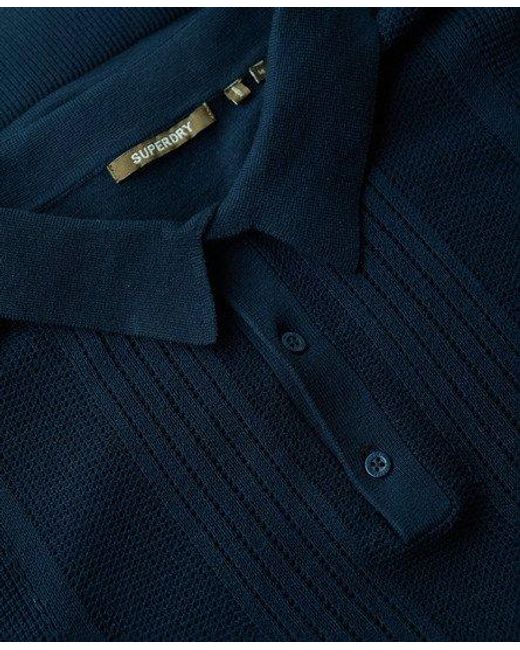 Superdry Gebreid Poloshirt Met Korte Mouwen in het Black voor heren