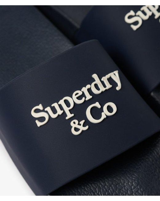 Superdry Blue & Co Company Logo High Build Sliders for men
