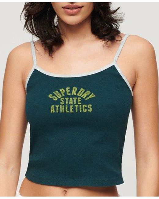 Athletic essentials crop cami top Superdry en coloris Green