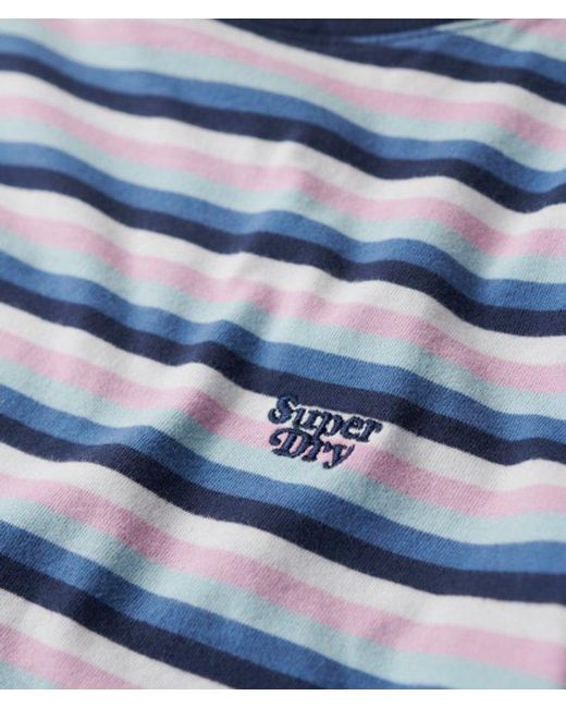 Superdry Blue Vintage Stripe Crop T-shirt White/