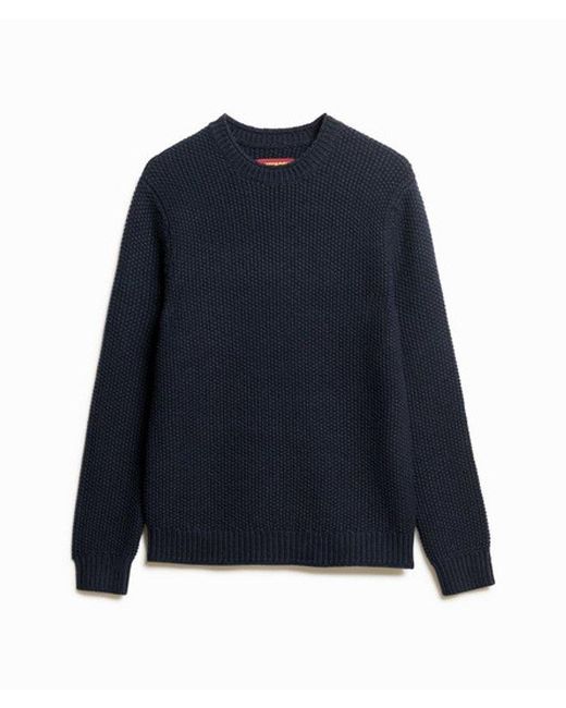 Superdry Blue & Co The Merchant Store- Textured Crew Jumper for men