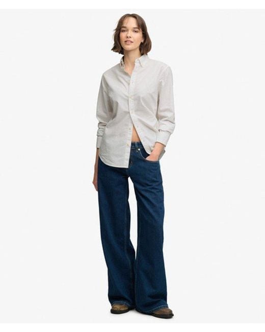 Superdry White & Co Slim Oxford Button Down Long Sleeve Shirt