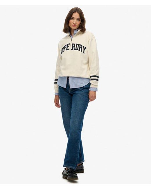 Superdry Natural & Co Athletic Essentials Applique Half Zip Sweatshirt