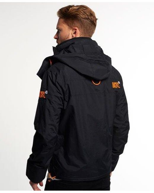 Superdry Black Hooded Arctic Wind Attacker Jacket /Fluro for men