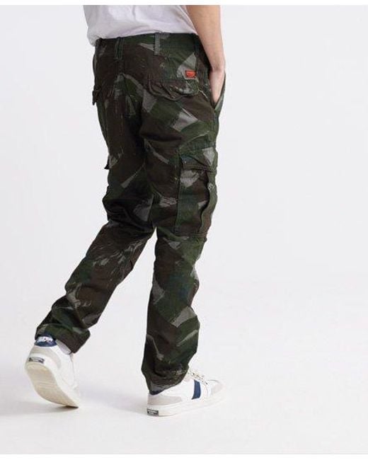 Superdry Black Parachute Cargo Pants Sage Congo Camo for men